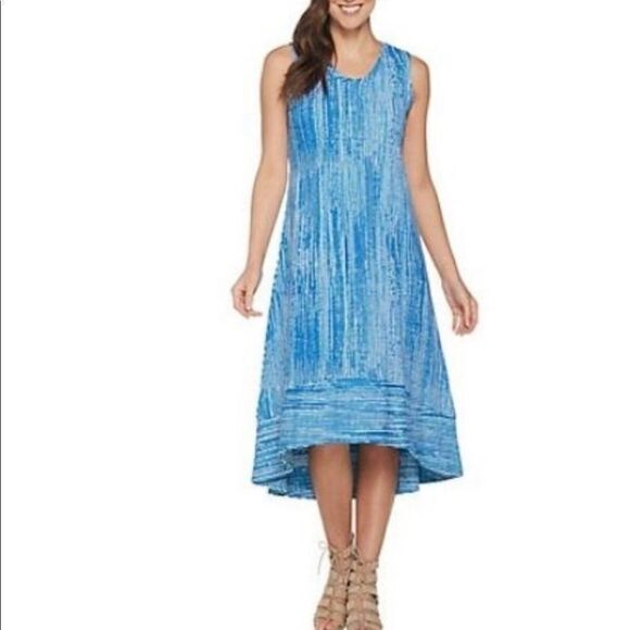 H by Halston Blue sleeveless High-low viscose blend dress size XSP - Picture 1 of 8